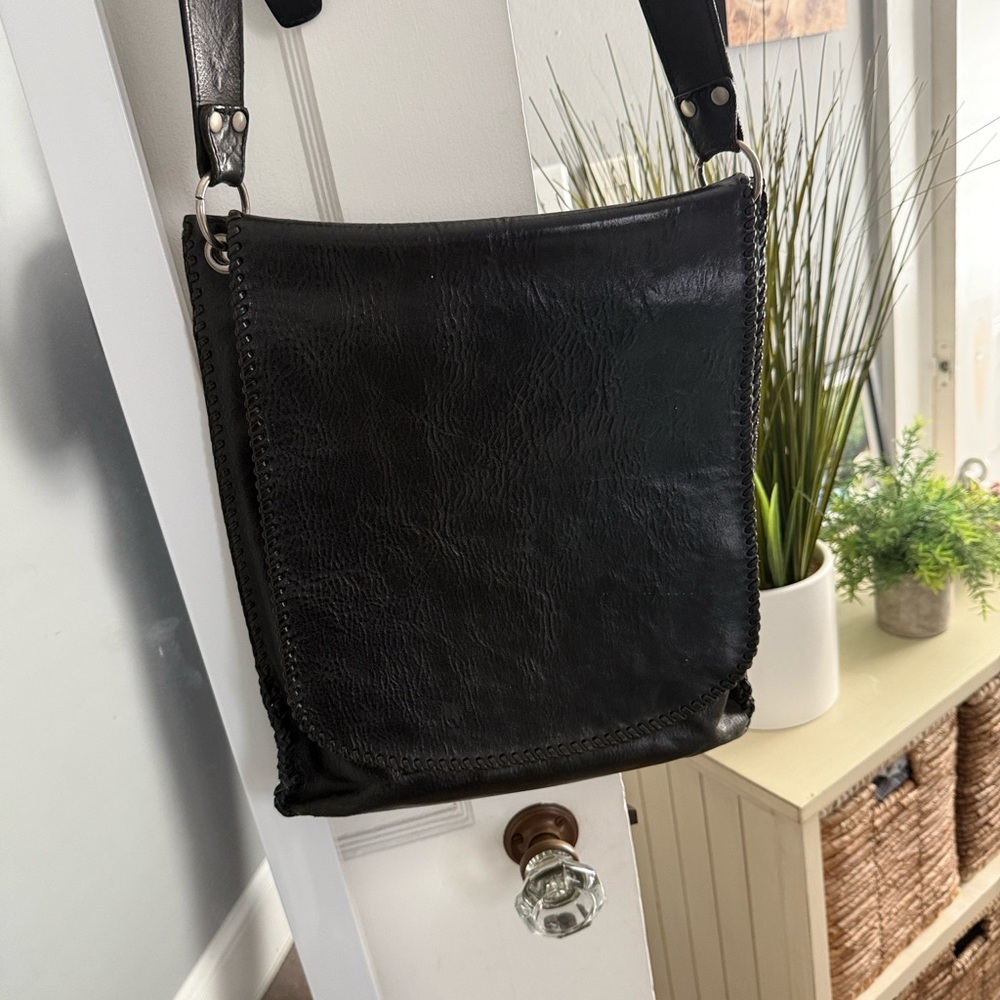 John Varvatos Black Messenger Bag Classic Design